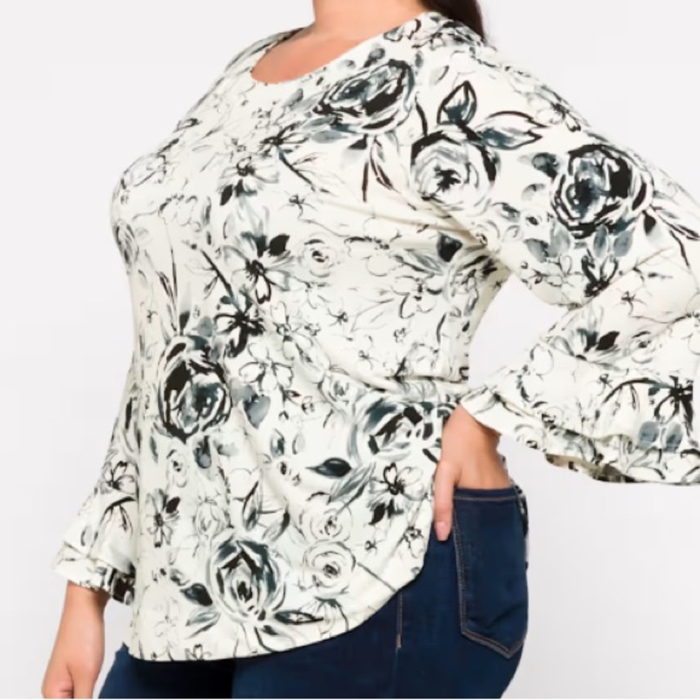Karl Lagerfeld Black and White Floral Blouse